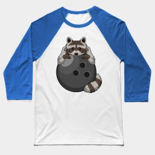 Raccoon at Bowling with Bowling ball Baseball T-Shirt